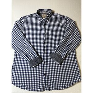 Guess Dillon Slim Fit Shirt Men's XL Blue White Gingham Check Long Sleeve